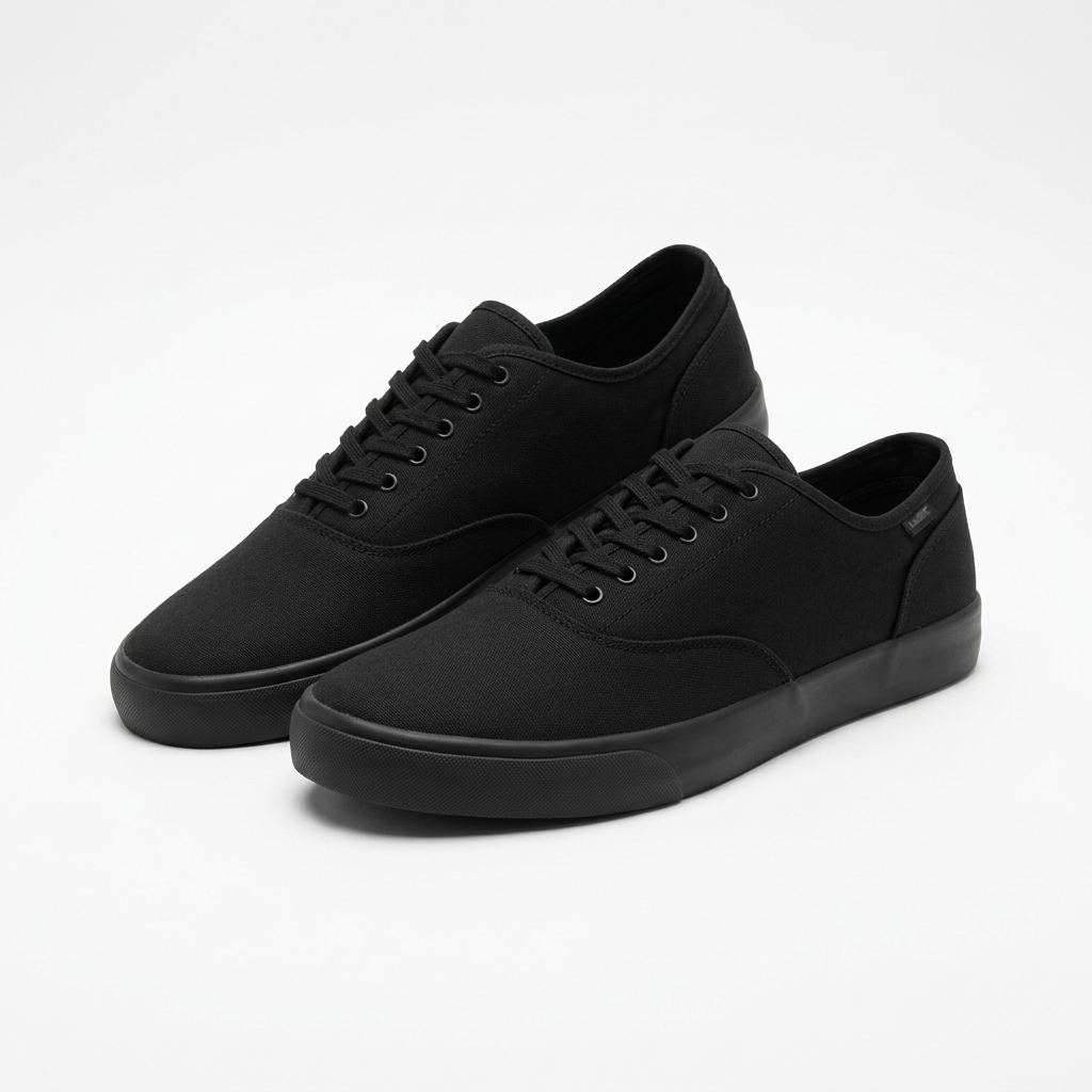 All-black low-top sneakers catalog preview