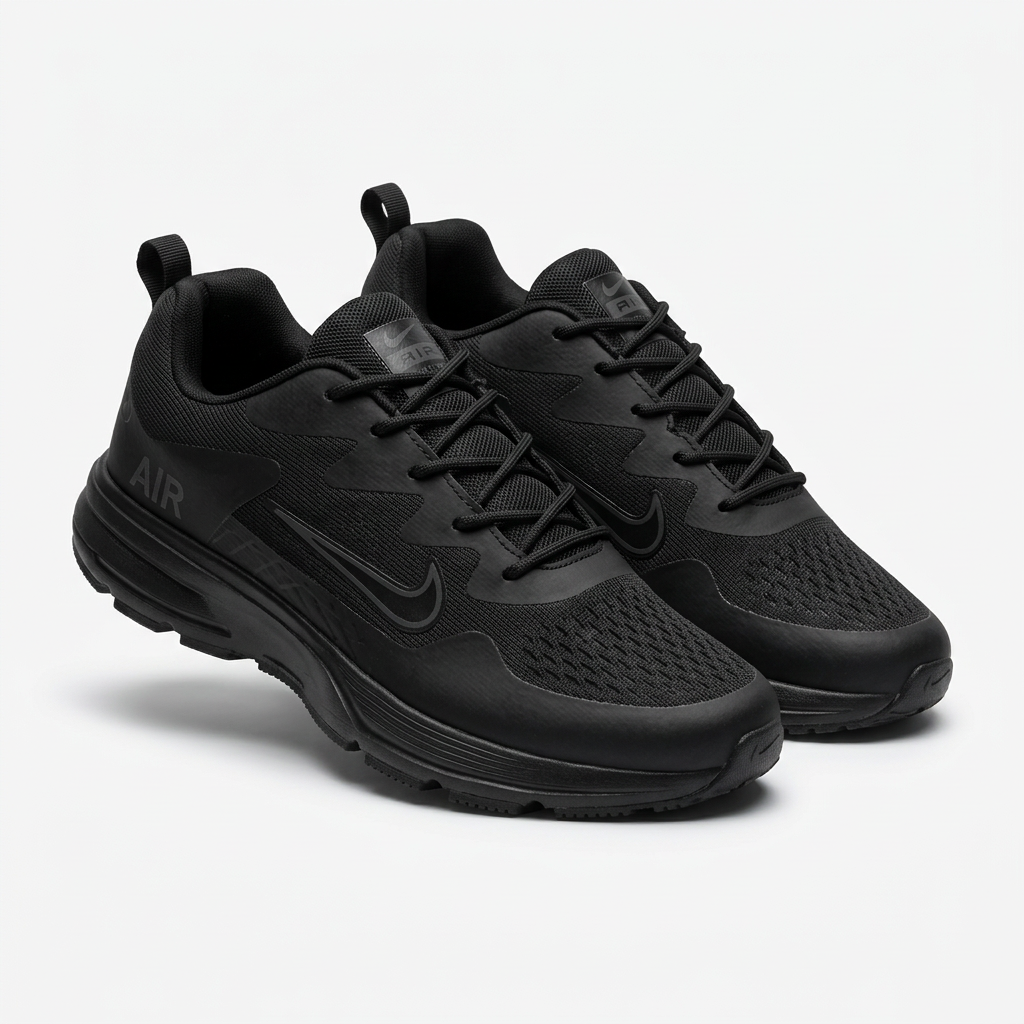 All-black mesh-panel sneakers catalog preview