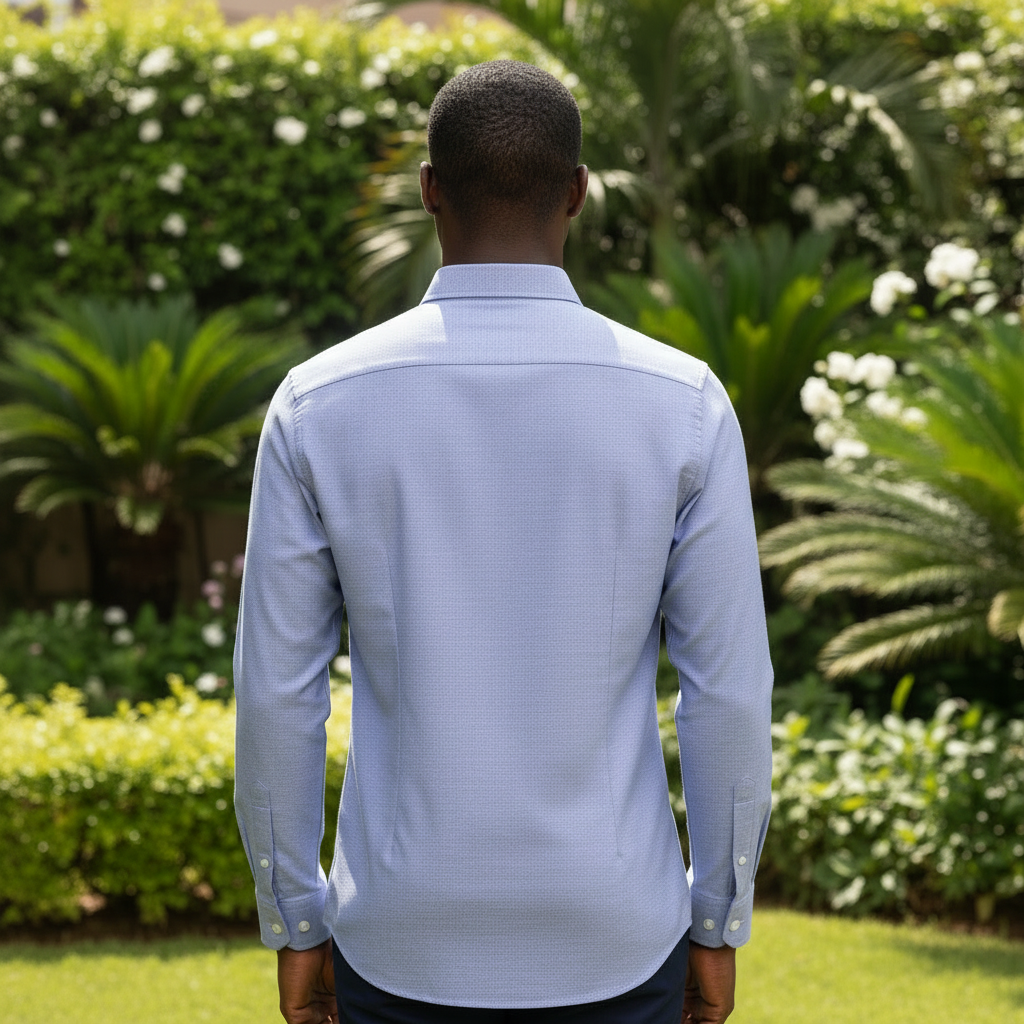 Back View – Light Blue Classic Collar Shirt