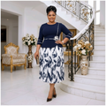 Biraci Chiffon Combination Dress – Navy Blue Single Model Shot