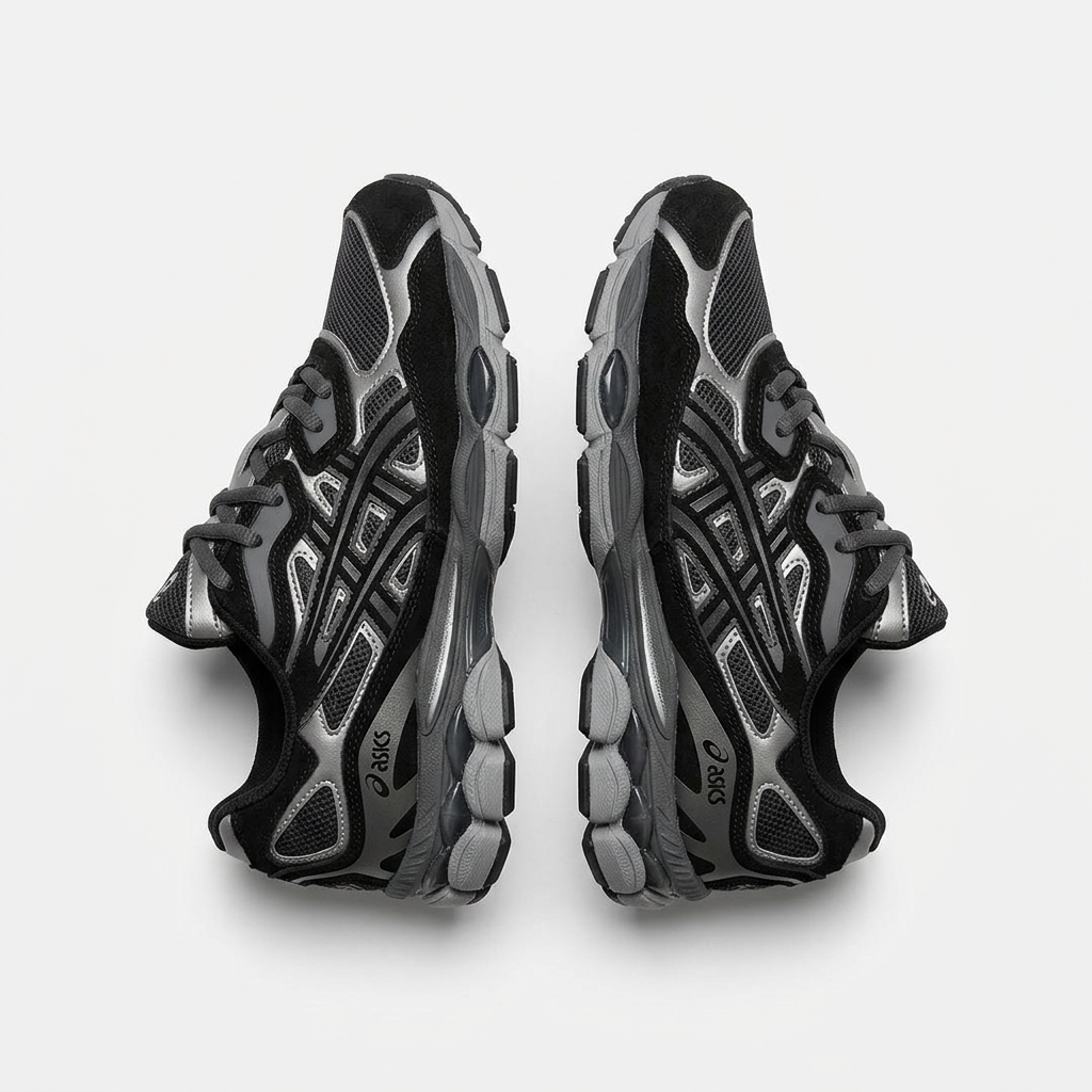 Black and silver sneaker ghost preview