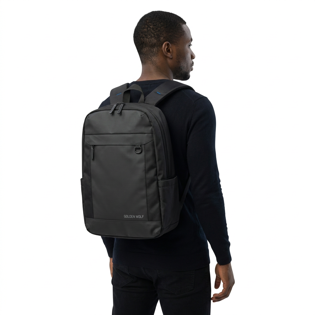 Black backpack model image