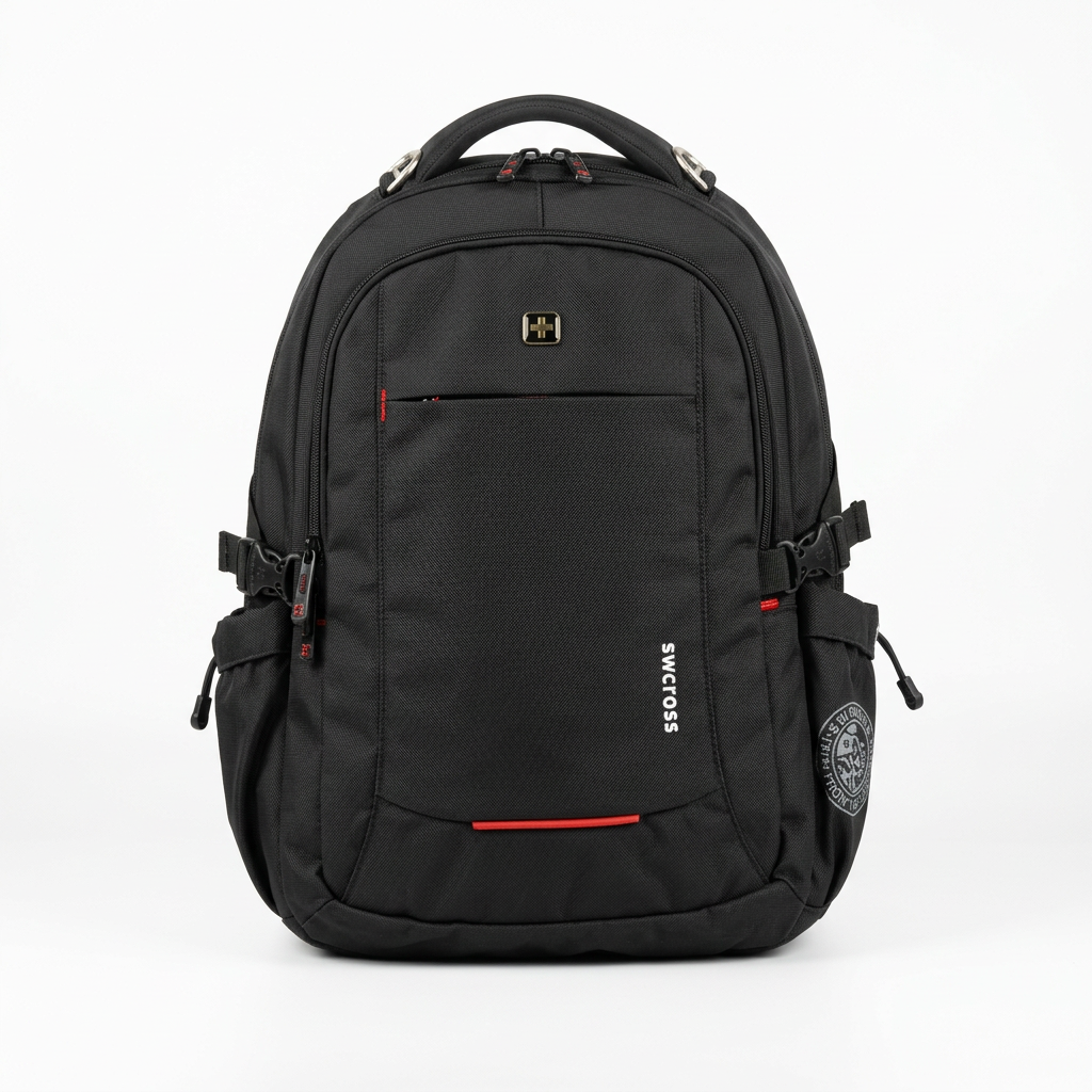 Black backpack with red accents product preview
