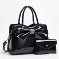Black bow handbag set studio preview