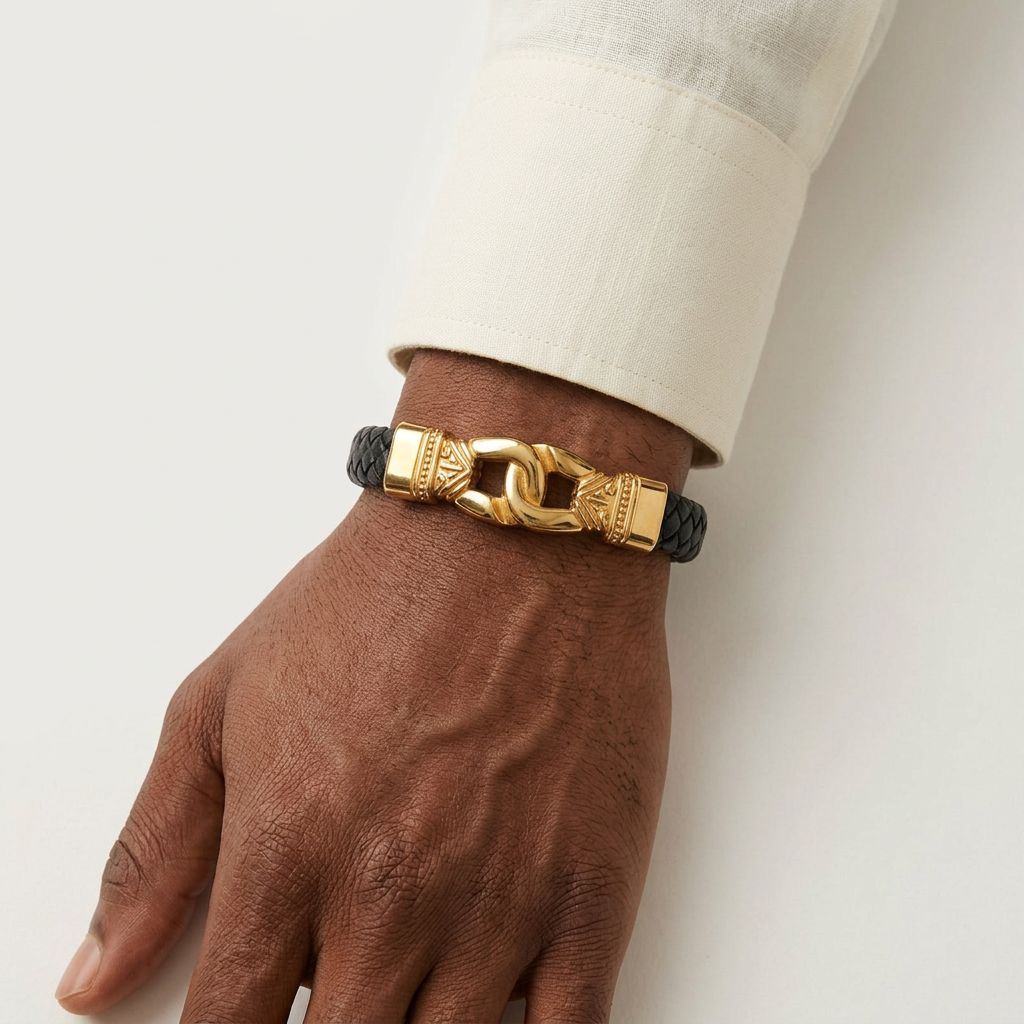 Black braided bracelet wrist styling preview
