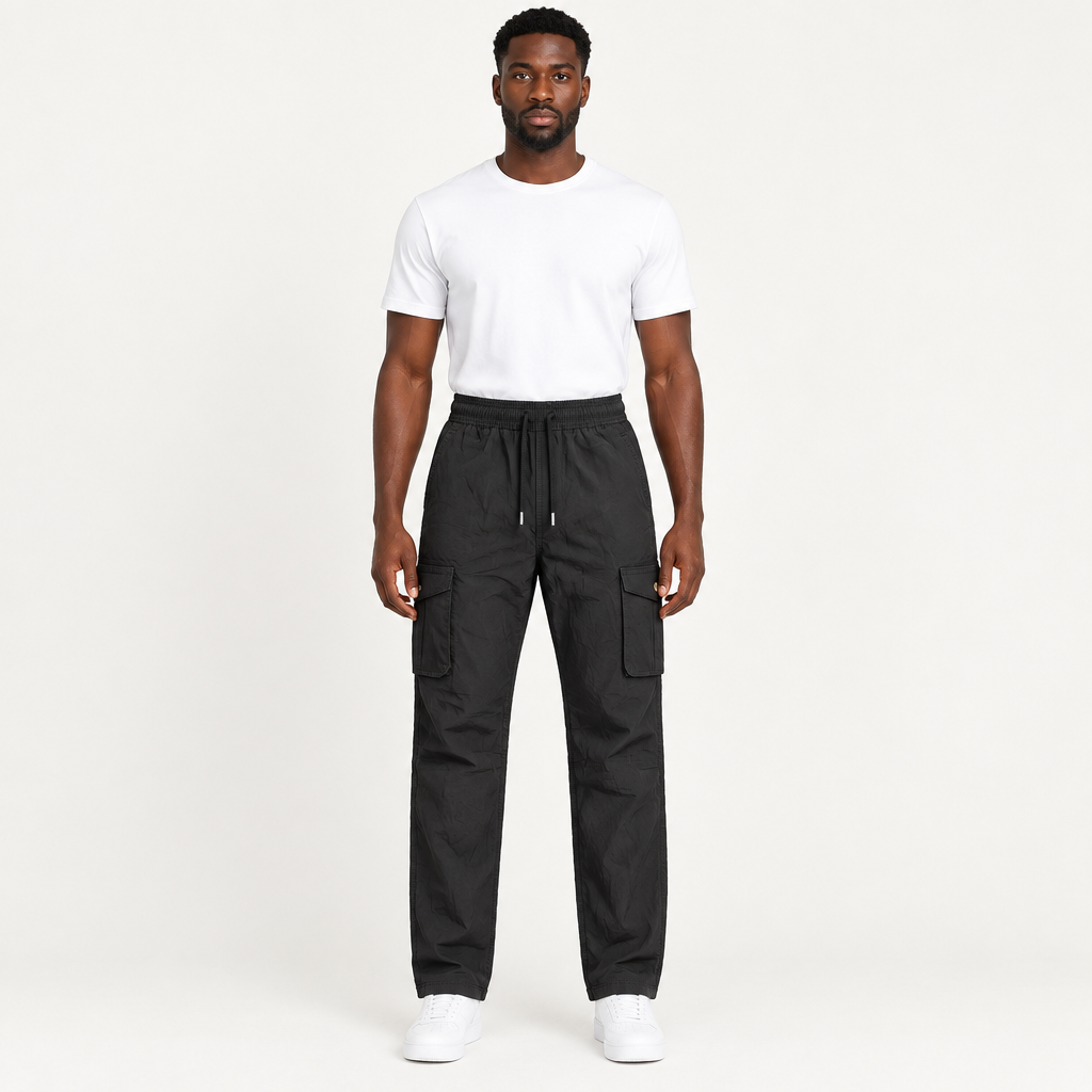 Black cargo trousers adult model preview