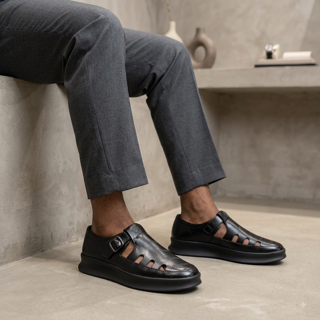 Black cutout shoe model preview