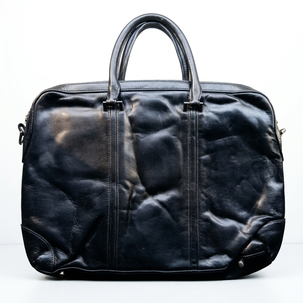 Black distressed-finish laptop bag preview