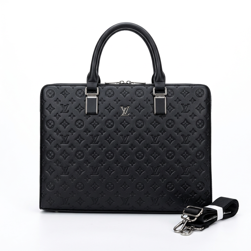 Black embossed laptop bag product preview