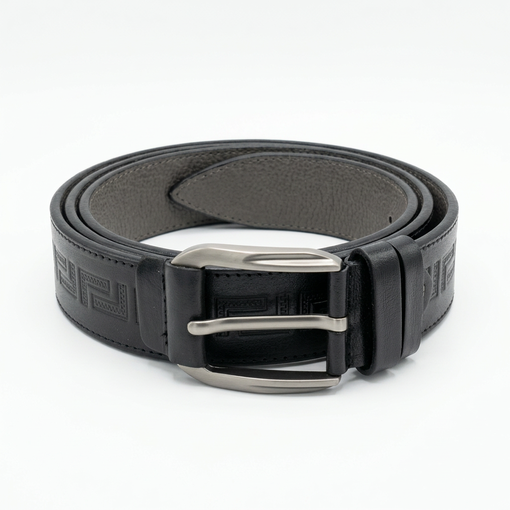 Black geometric embossed belt product preview