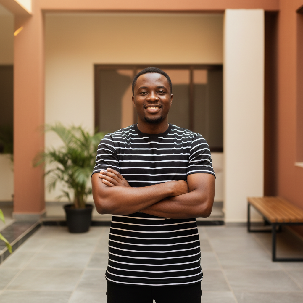 Black Horizontal Stripe Tee - Front Model