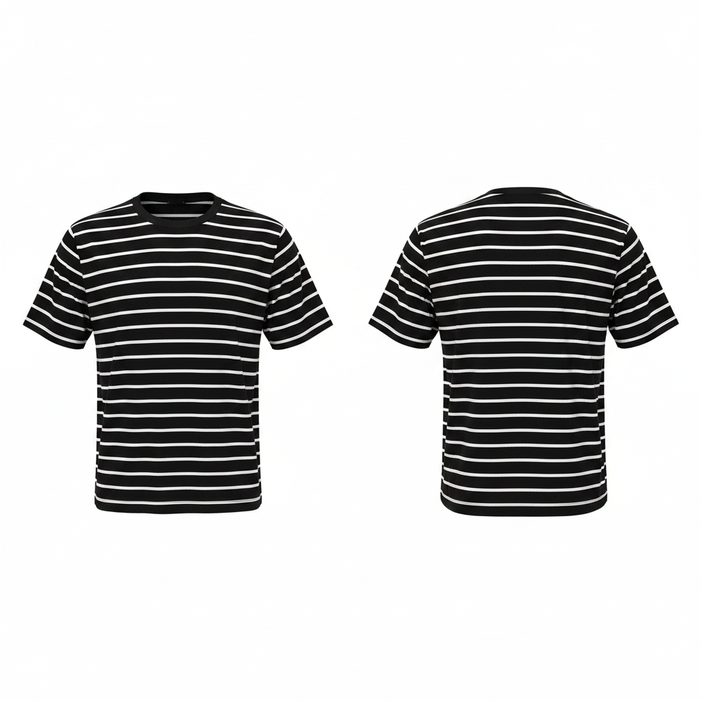 Black Horizontal Stripe Tee - Ghost Image
