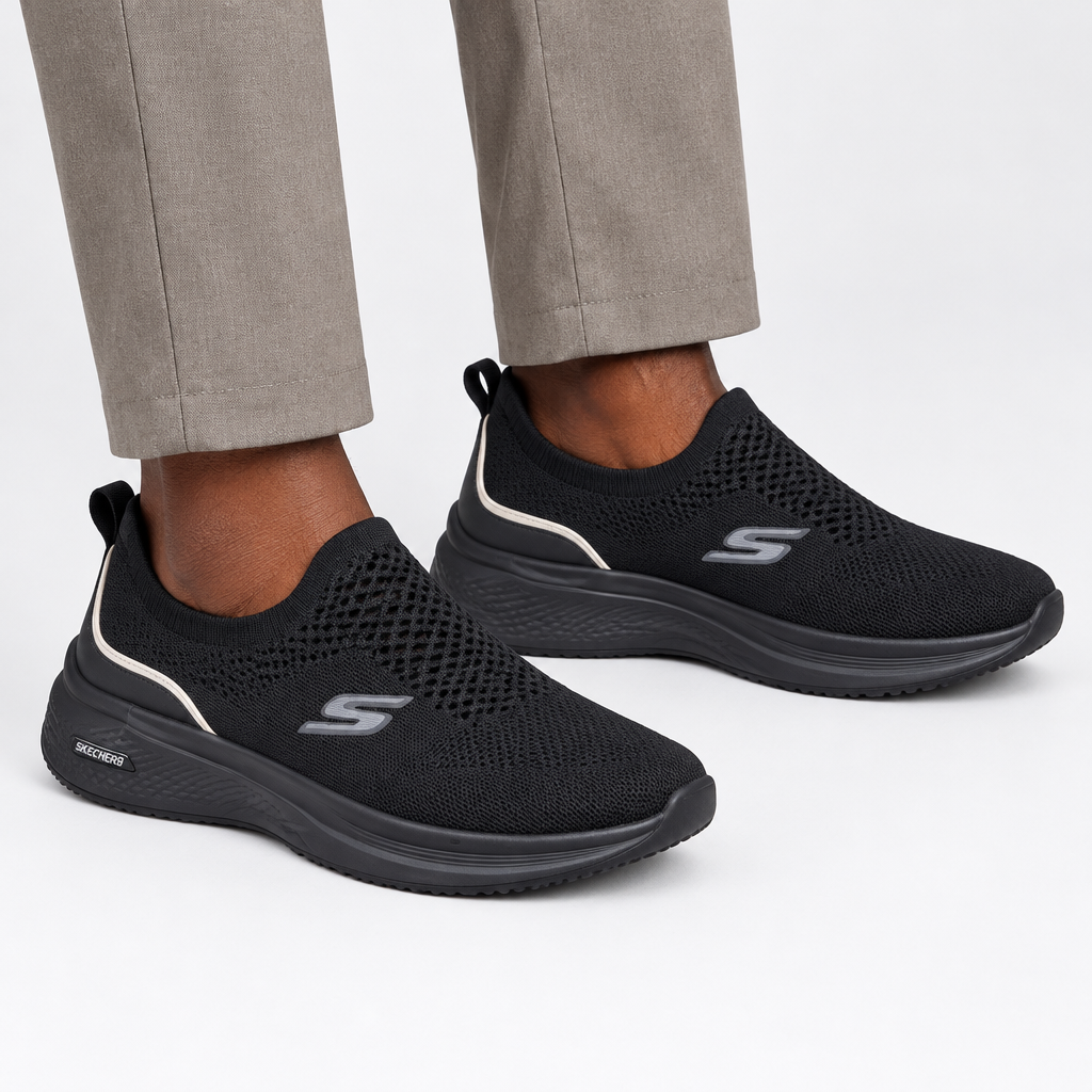 Black knit sneaker model preview