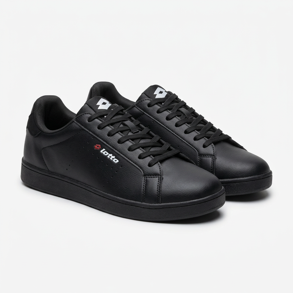 Black leather low-top sneakers catalog preview
