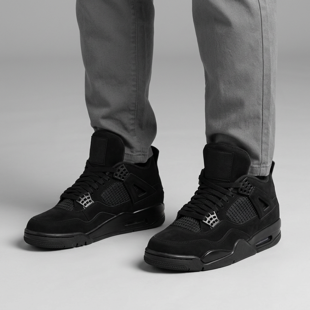 Black mid-top sneaker leg-focused preview
