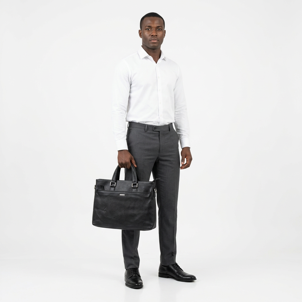 Black pebbled laptop bag model preview