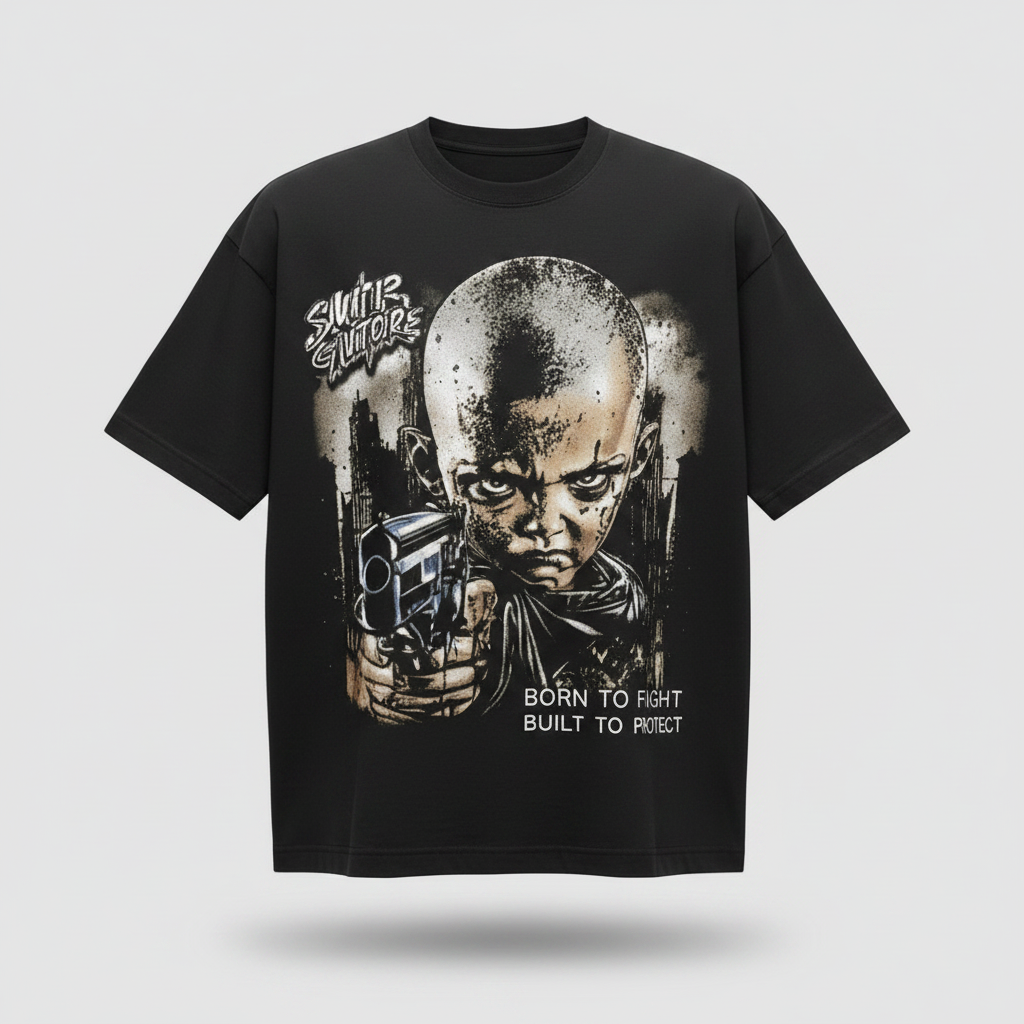 Black portrait graphic tee
