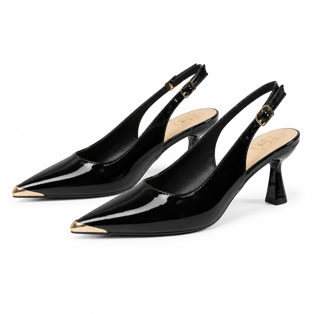 Black slingback pumps
