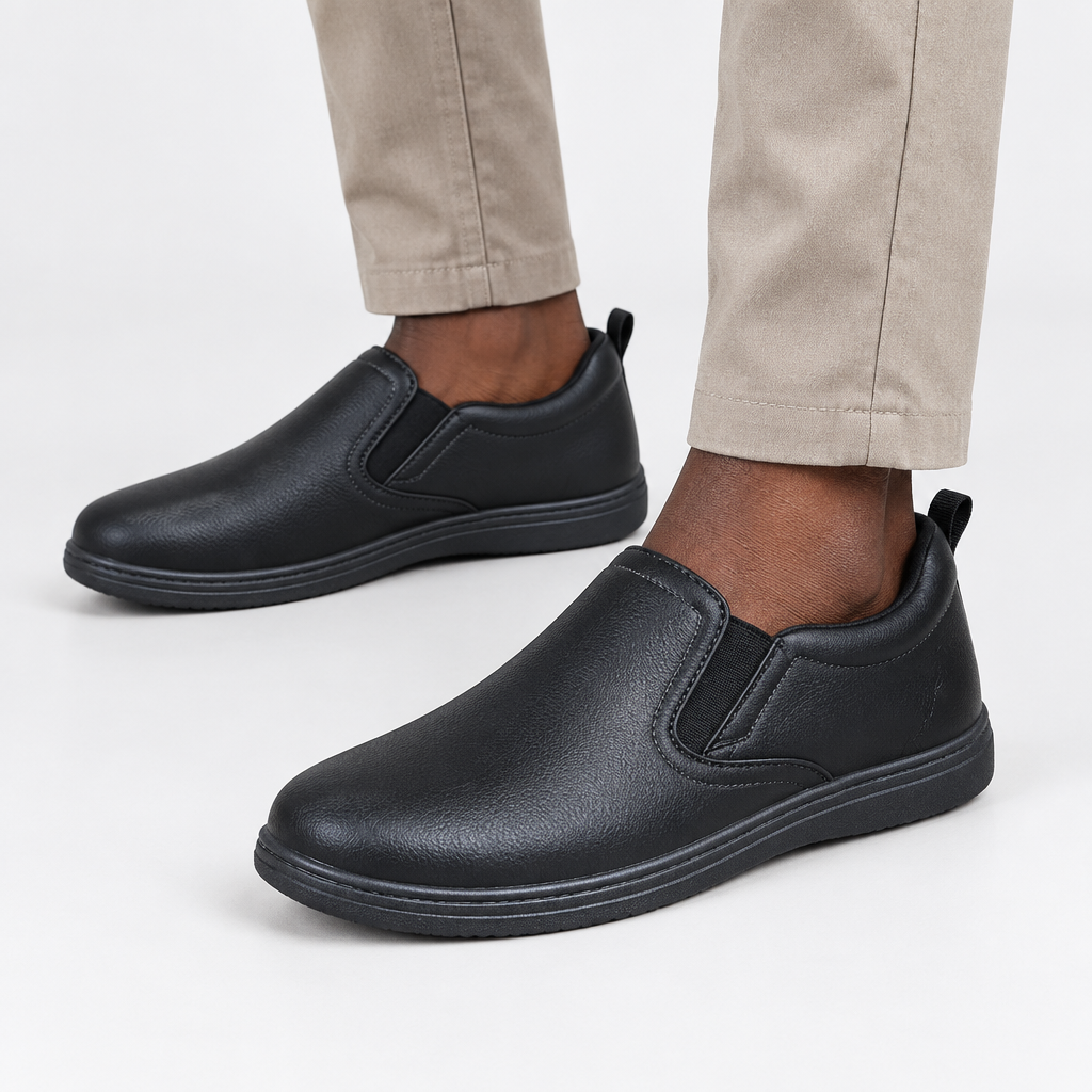 Black slip-on shoe model preview