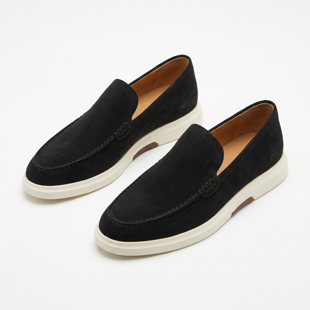 Black stitched loafers product preview