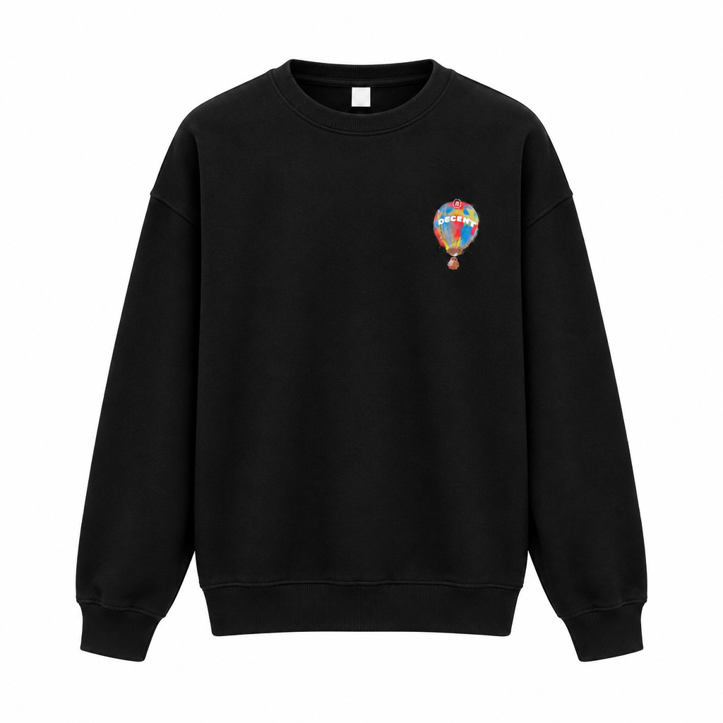 Black sweatshirt front-view ghost mannequin