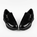 Black zip-detail slip-ons, paired catalog image