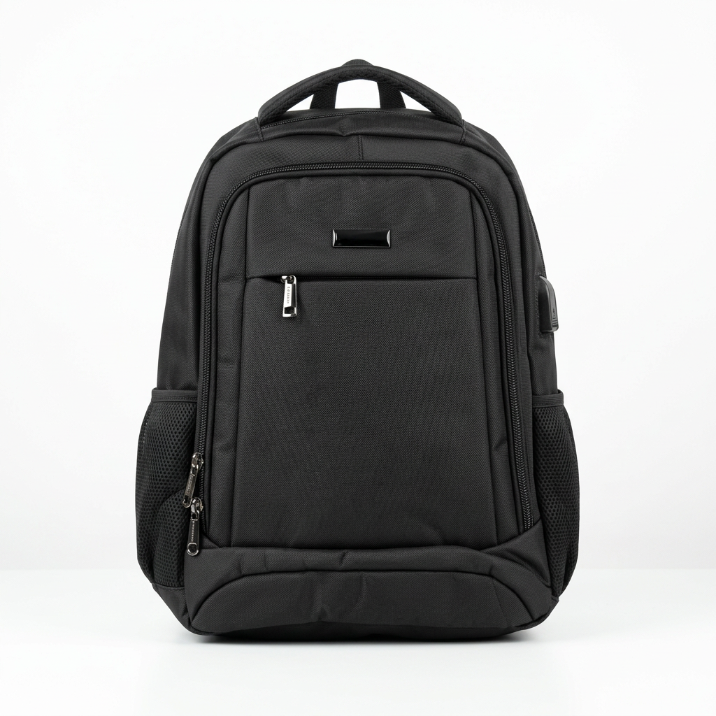 Black zip-panel backpack product preview