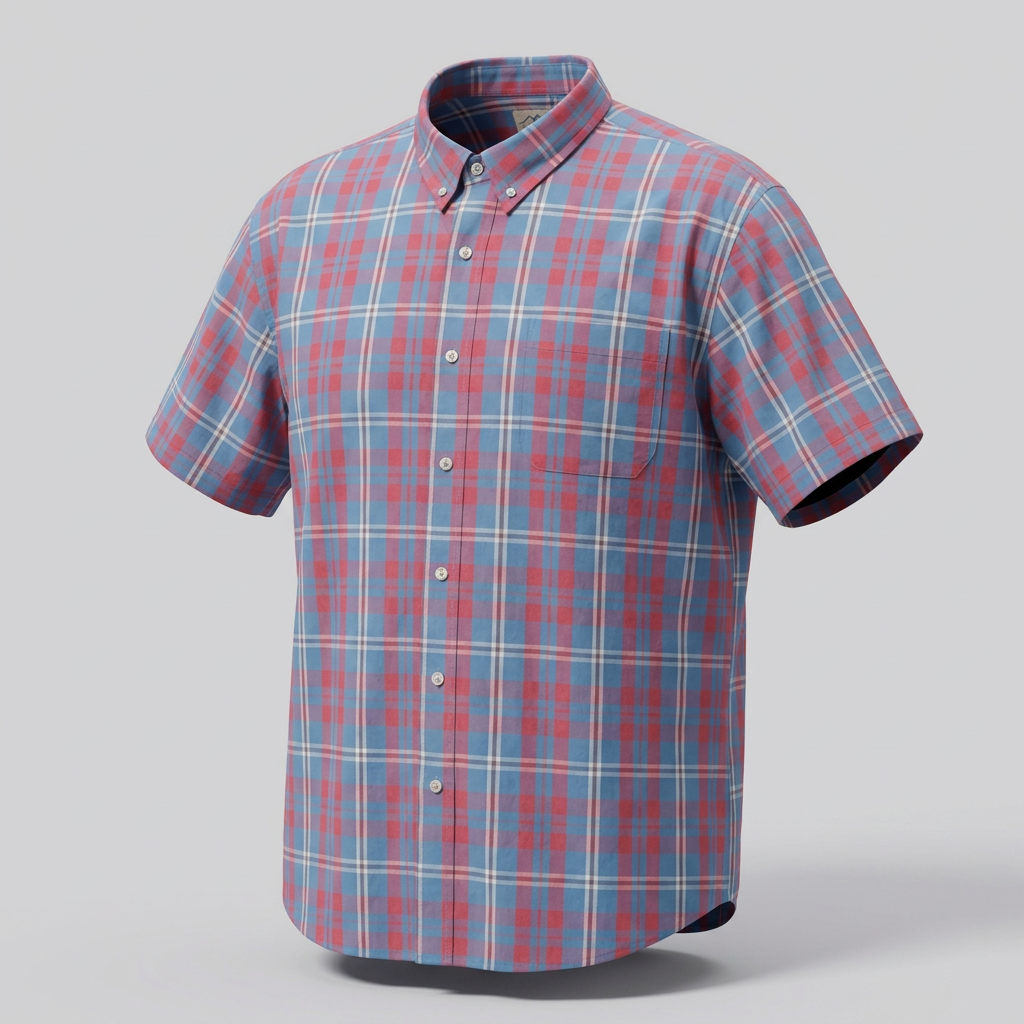 Blue and red check shirt dimensional ghost preview