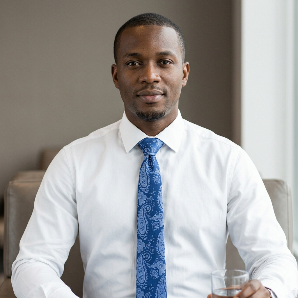 Blue paisley tie model image