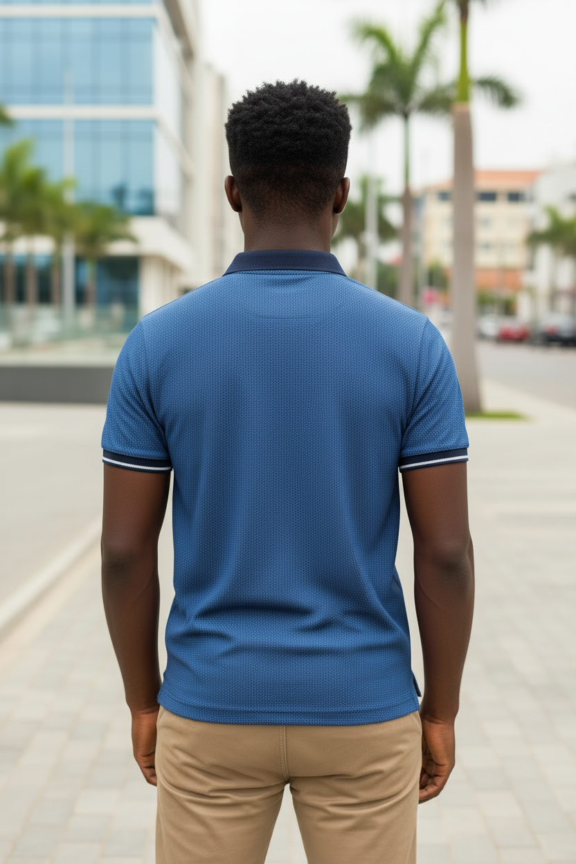 Blue Polo - Back View Human Model