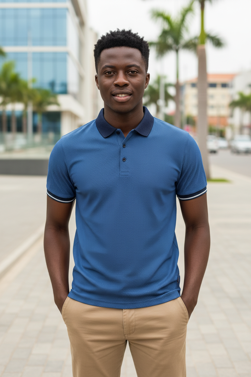 Blue Polo - Front View Human Model