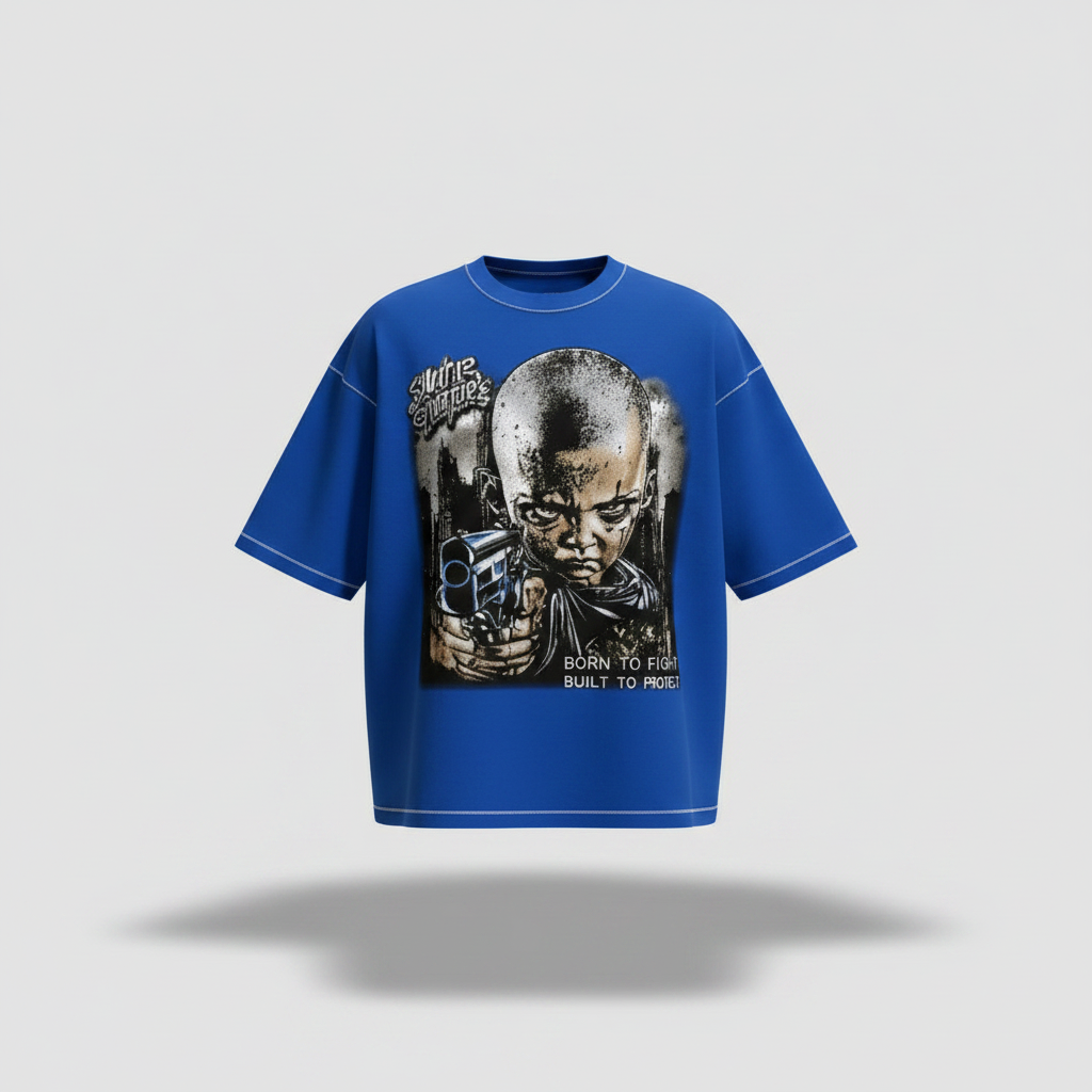Blue portrait graphic tee