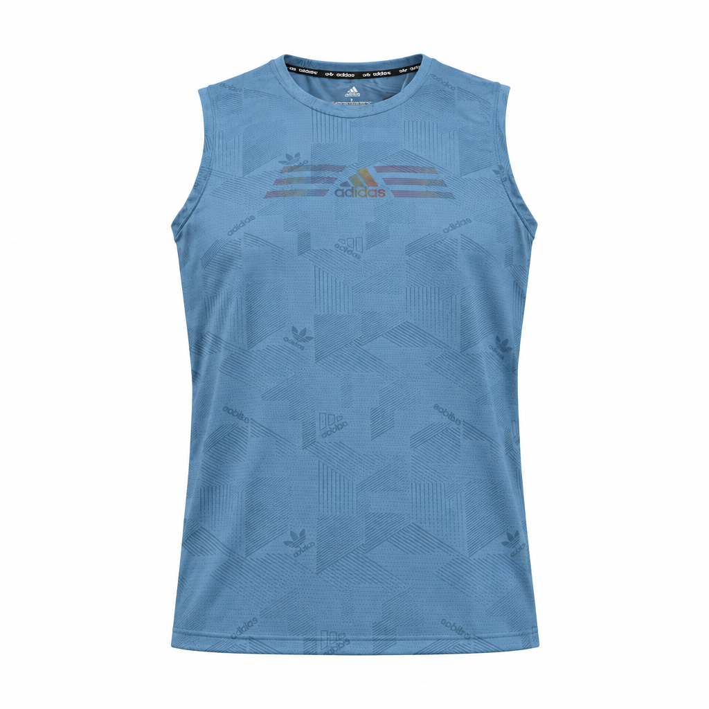 Blue sleeveless top ghost mannequin preview