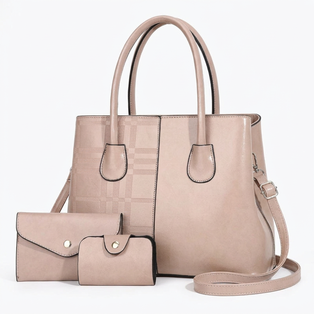 Blush three-piece tote studio preview