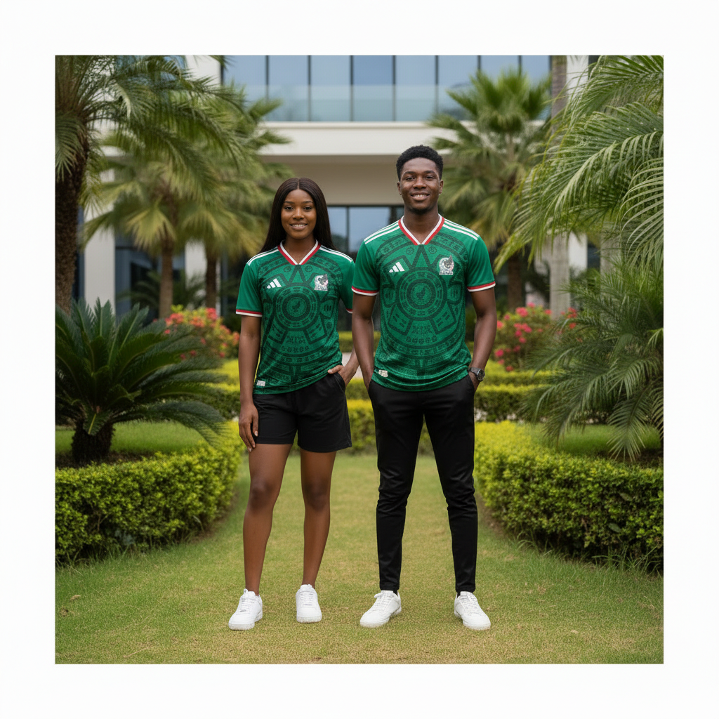 Both Nigerian Models — Green Aztec Graphic Sports Jersey