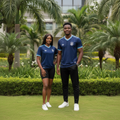 Both Nigerian Models — Navy Blue Sky Blue Stripe Sports Jersey