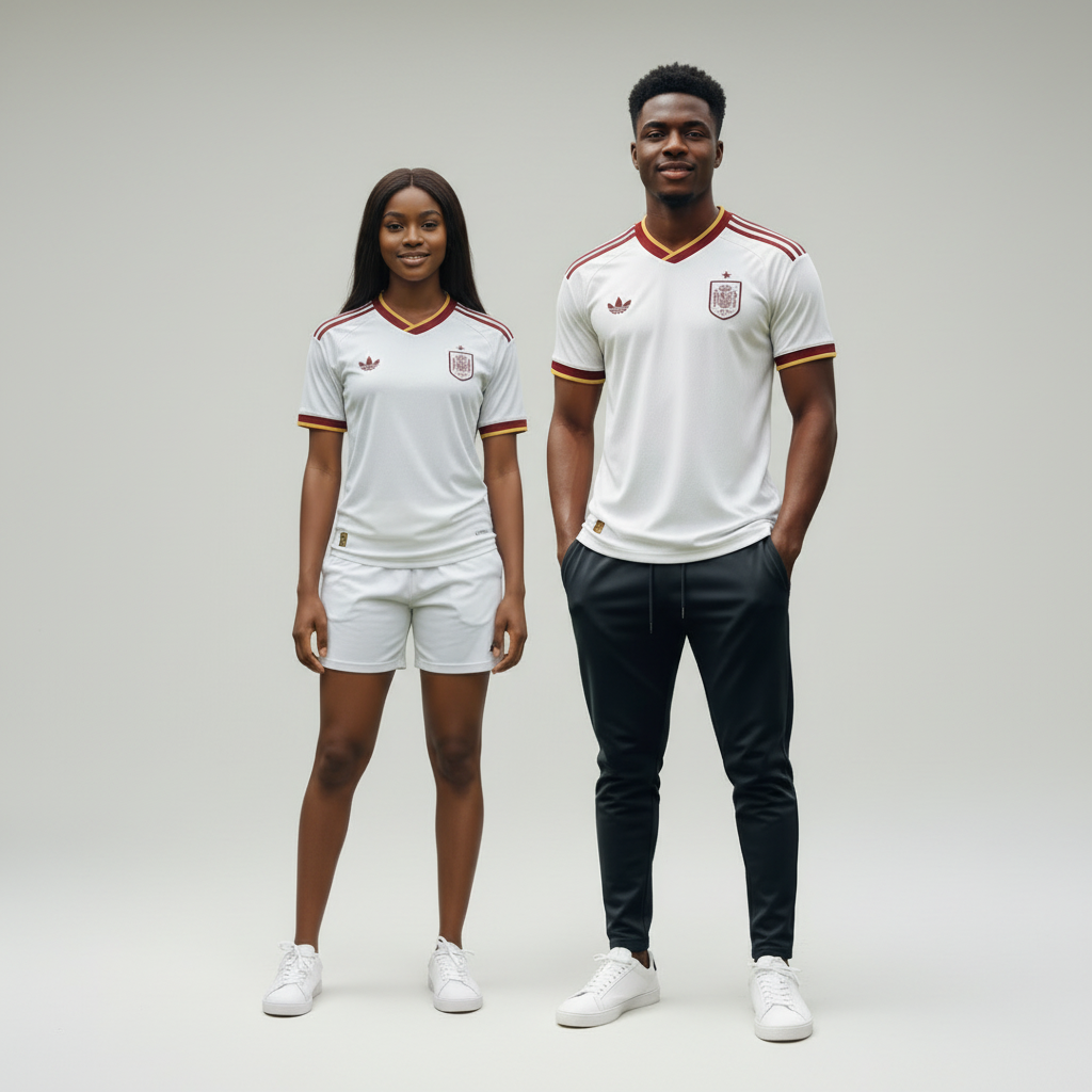 Both Nigerian Models Studio — White Red Gold Football Jersey