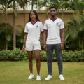 Both Nigerian Models — White Retro Navy Red Sports Jersey