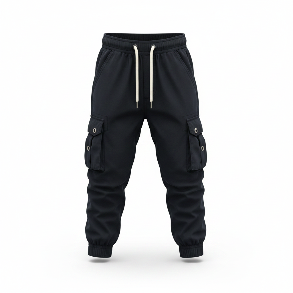 Boys Navy Cargo Jogger Trousers – Ghost Mannequin 3D
