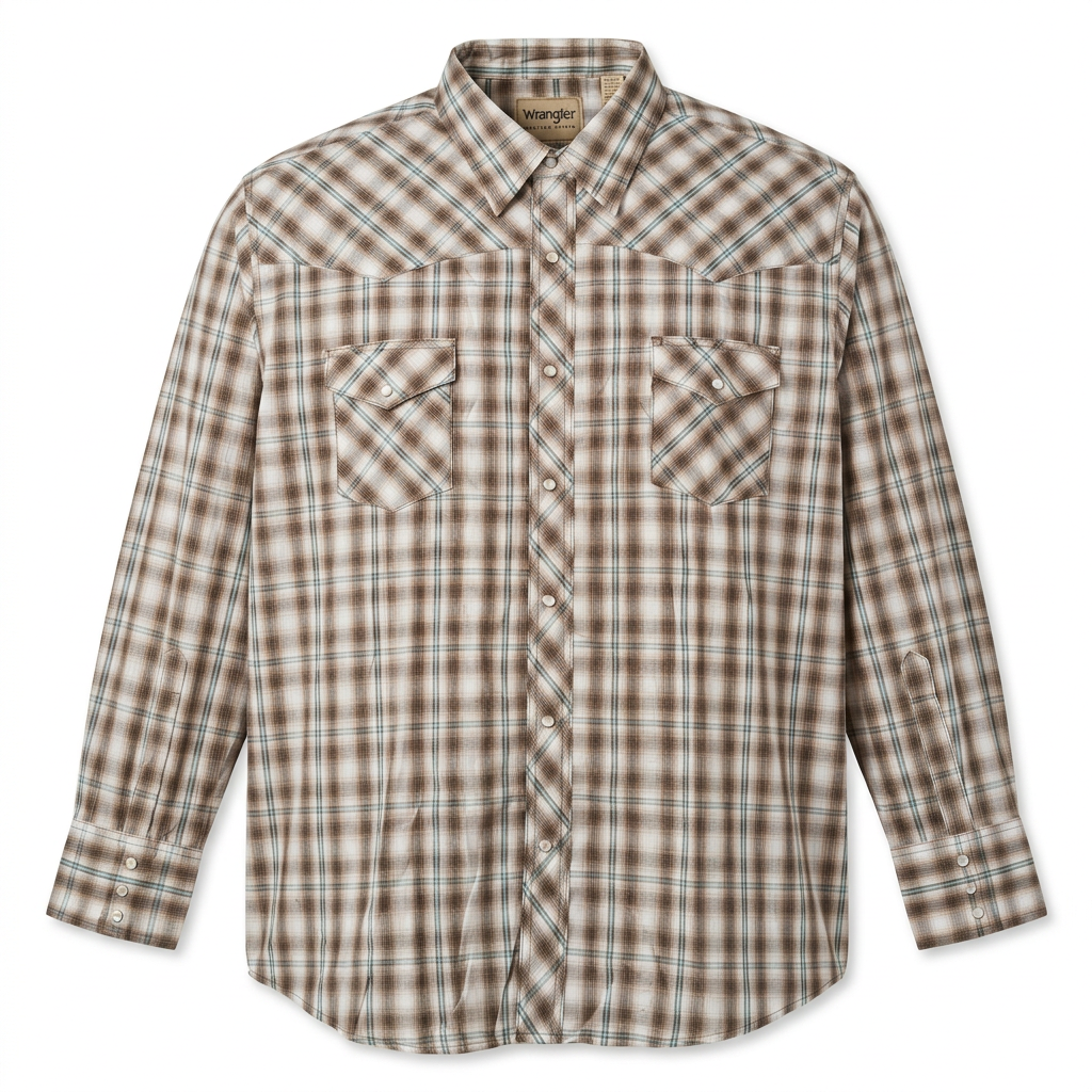 Brown and cream Western check shirt catalog preview