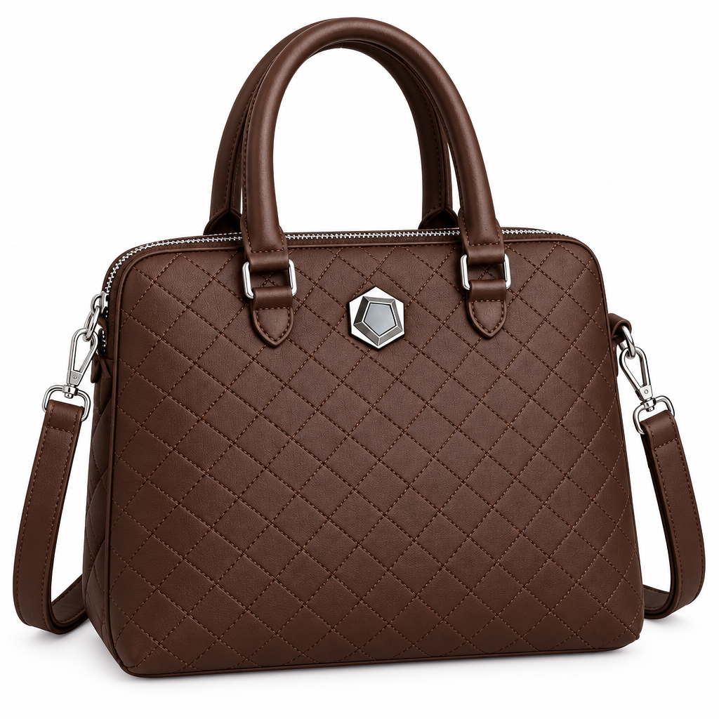 Brown Grid-Stitched Satchel – Ghost Mannequin