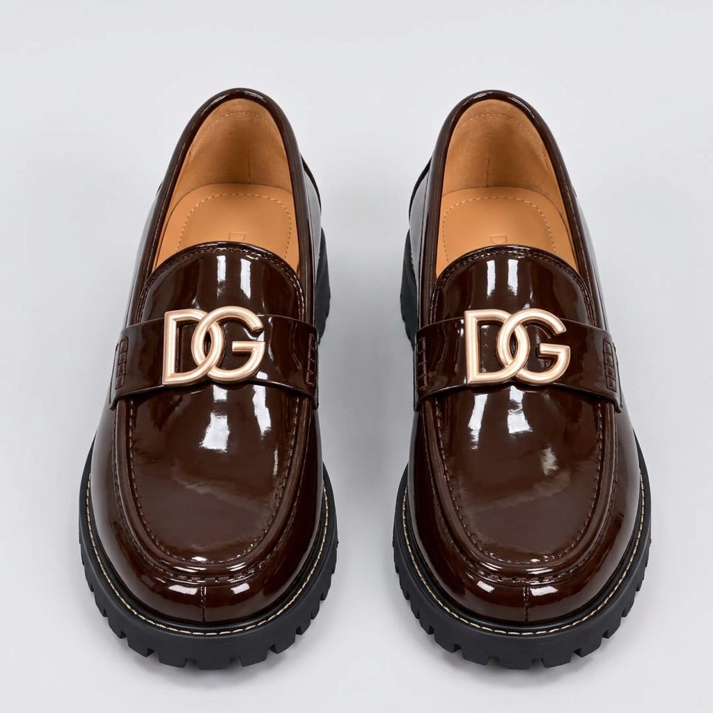 Brown loafers pair shot