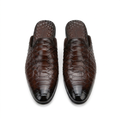 Men’s Dark Brown Scale-Textured Mule Shoes
