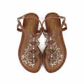 Buco Collections Floral Crystal Flat Sandals – Tan Brown