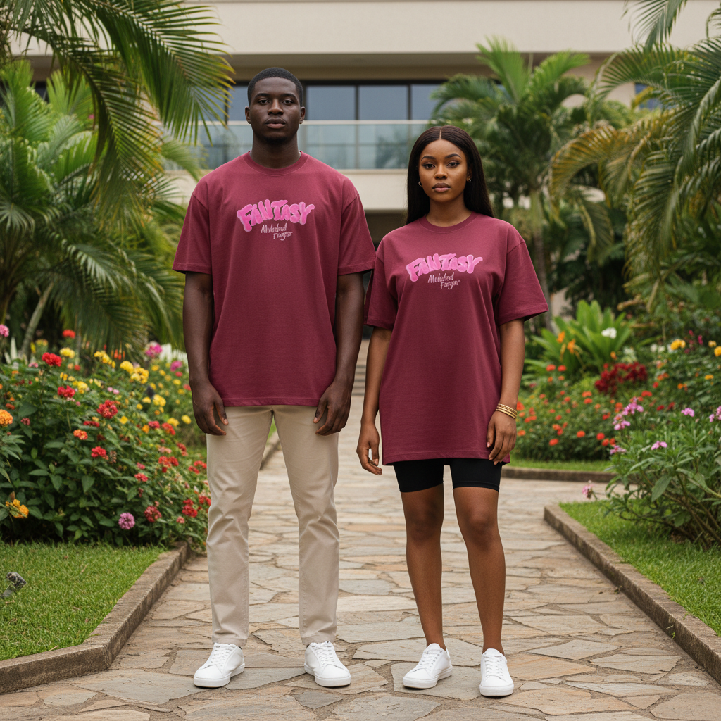 Burgundy Fantasy Tee - Male & Female Models
