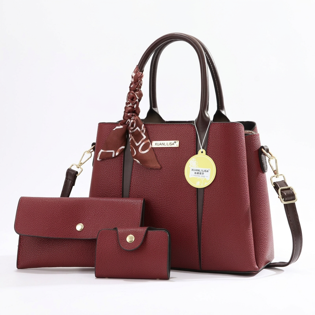 Burgundy handbag studio preview