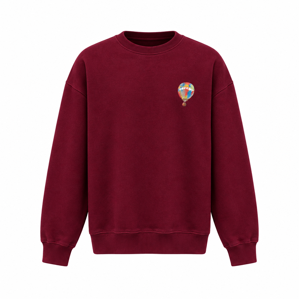 Burgundy sweatshirt front-view ghost mannequin