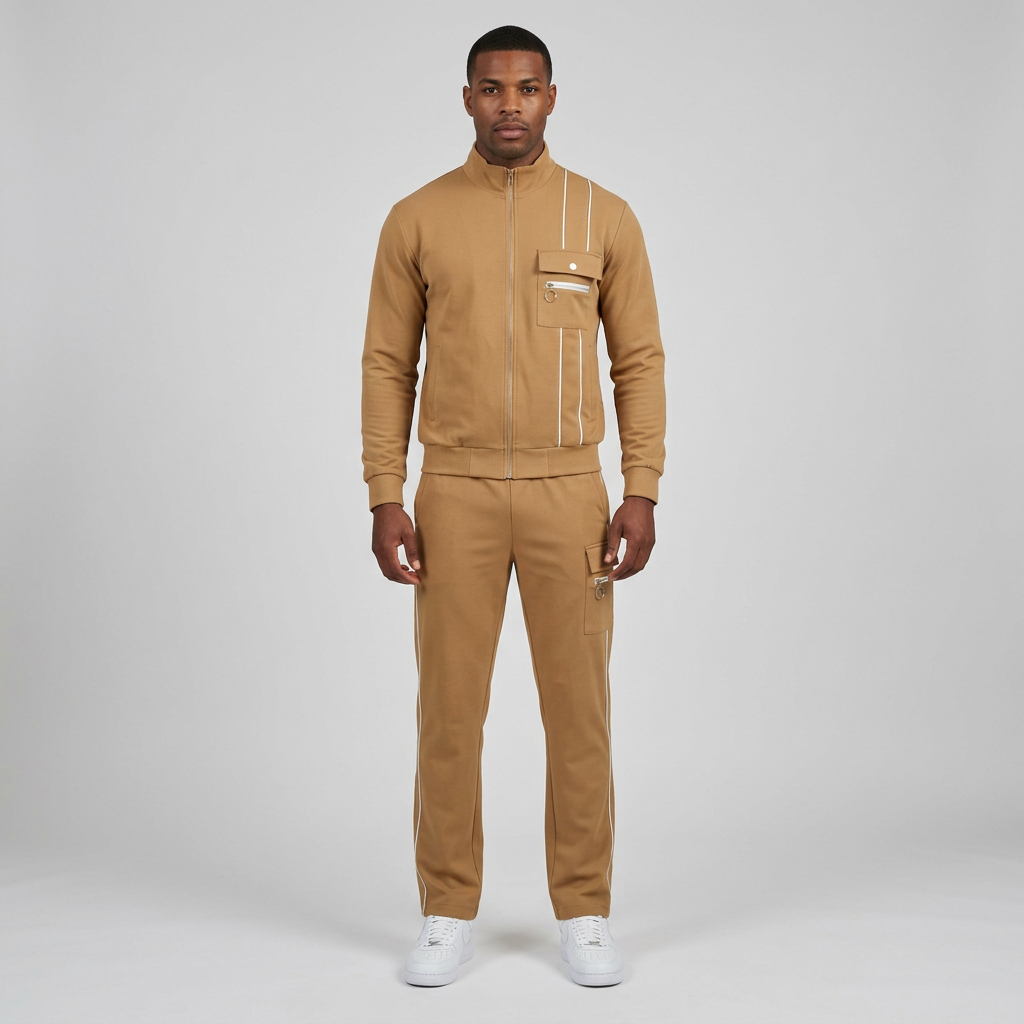 Camel tracksuit full-length model preview