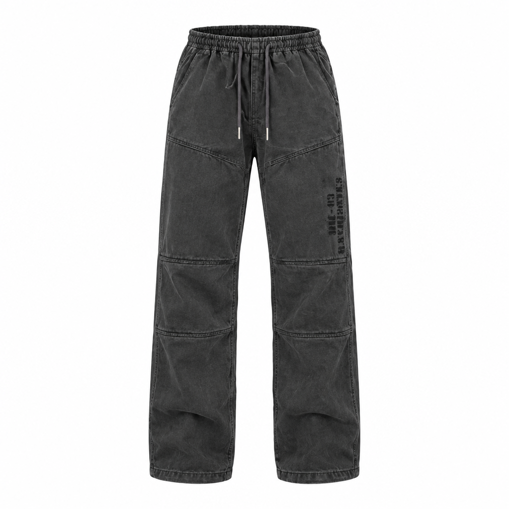 Charcoal panelled trousers ghost mannequin preview
