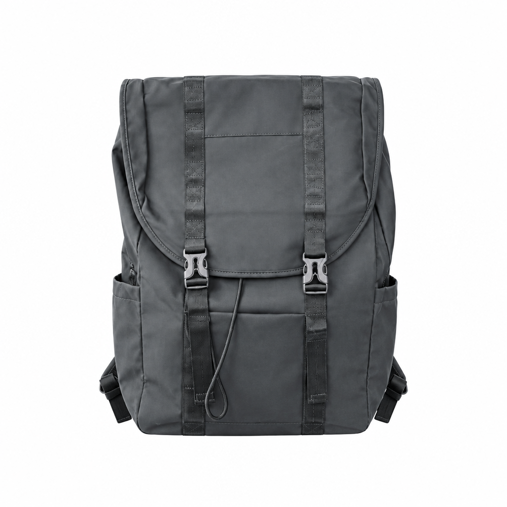 Charcoal twin-buckle backpack product-only preview